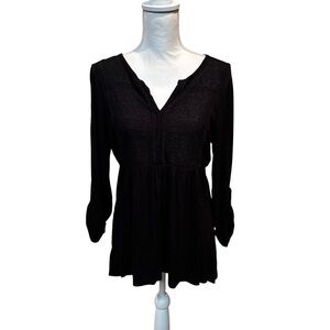 Cable & Gauge‎ Elegant Black Textured Blouse
